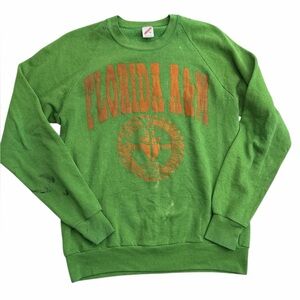 Vintage Florida A&M FAMU Sweatshirt Size XL Green Jerzees Made USA Distressed